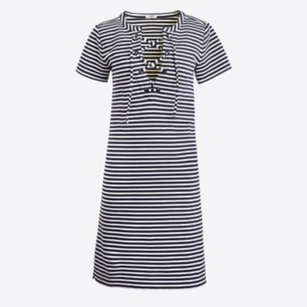 J. Crew Stripe Lace-Up Knit Dress - Picture 3 of 7